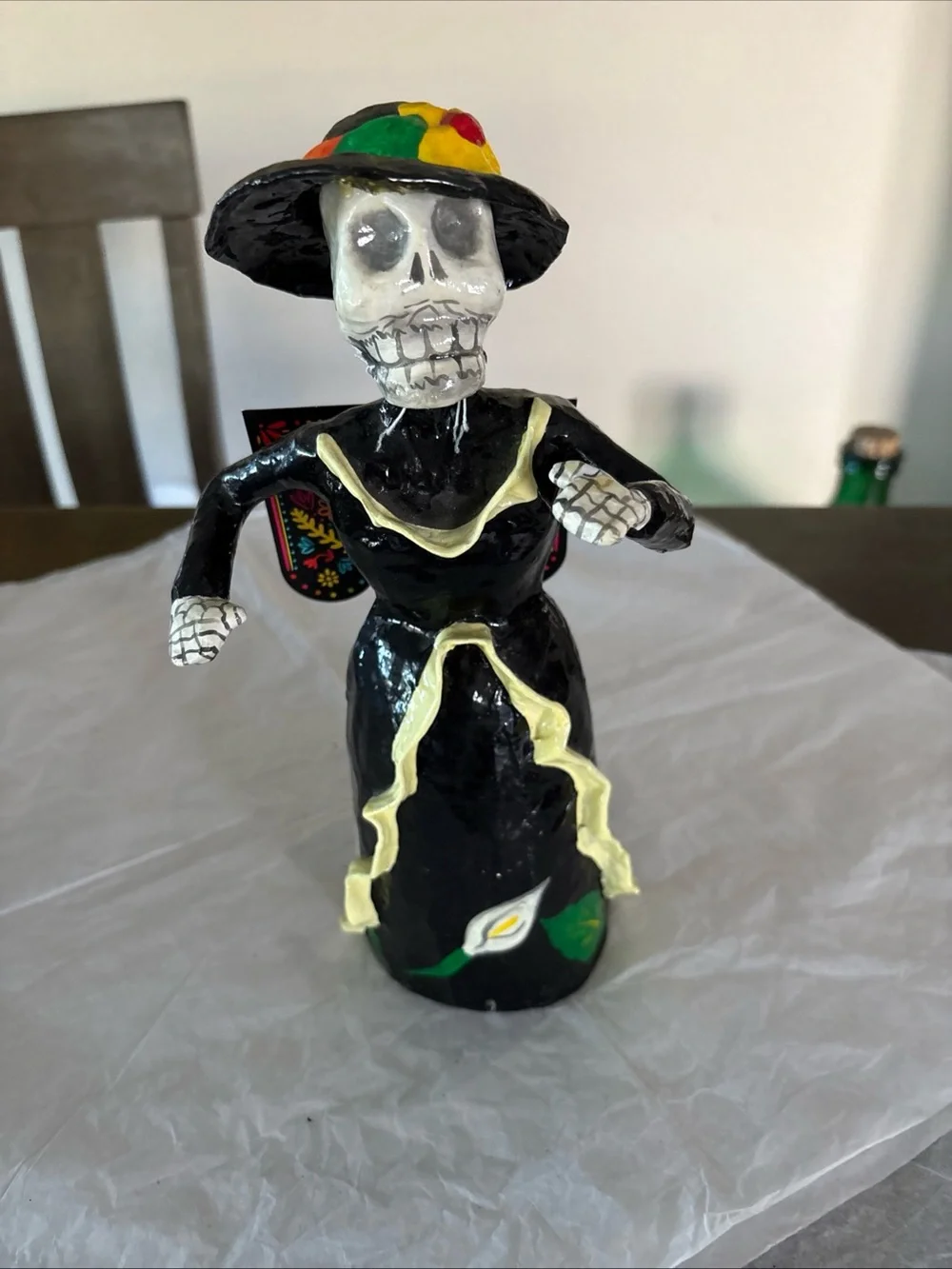 Mexican Skeleton Catrina Figure Day of the Dead Paper Mache 12”